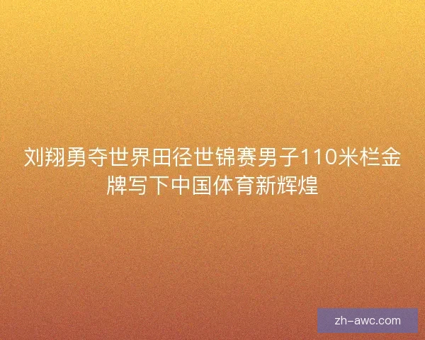 刘翔勇夺世界田径世锦赛男子110米栏金牌写下中国体育新辉煌