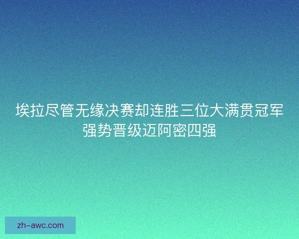 埃拉尽管无缘决赛却连胜三位大满贯冠军强势晋级迈阿密四强 埃拉尽管无缘决赛却连胜三位大满贯冠军强势晋级迈阿密四强