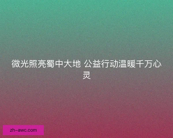 微光照亮蜀中大地 公益行动温暖千万心灵