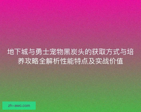 地下城与勇士宠物黑炭头的获取方式与培养攻略全解析性能特点及实战价值