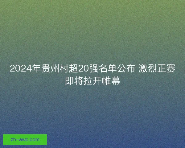 2024年贵州村超20强名单公布 激烈正赛即将拉开帷幕 2024年贵州村超20强名单公布 激烈正赛即将拉开帷幕
